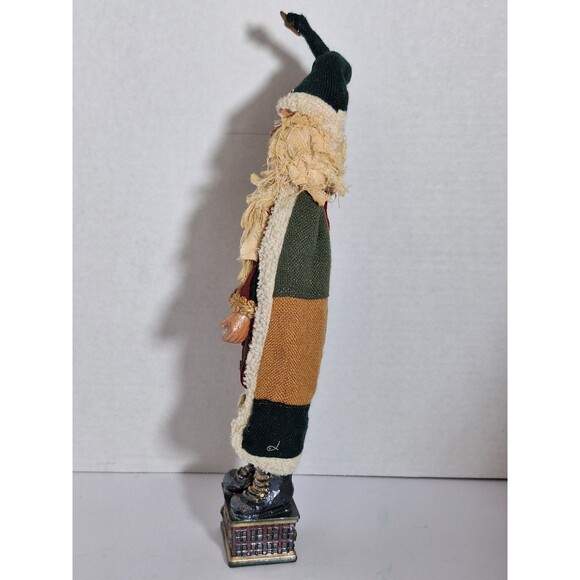 Folk Art Old World Santa Claus with Fabric Hair Coat Spools Buttons 13" Figurine - Picture 6 of 8
